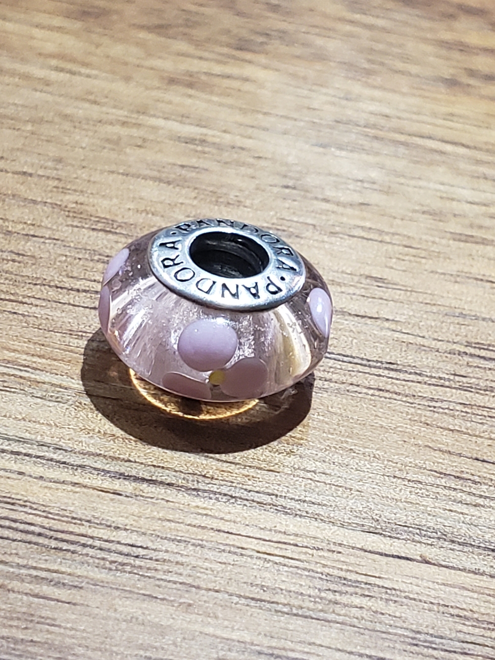 Pandora Light Pink Dotted Glass Bead Charm